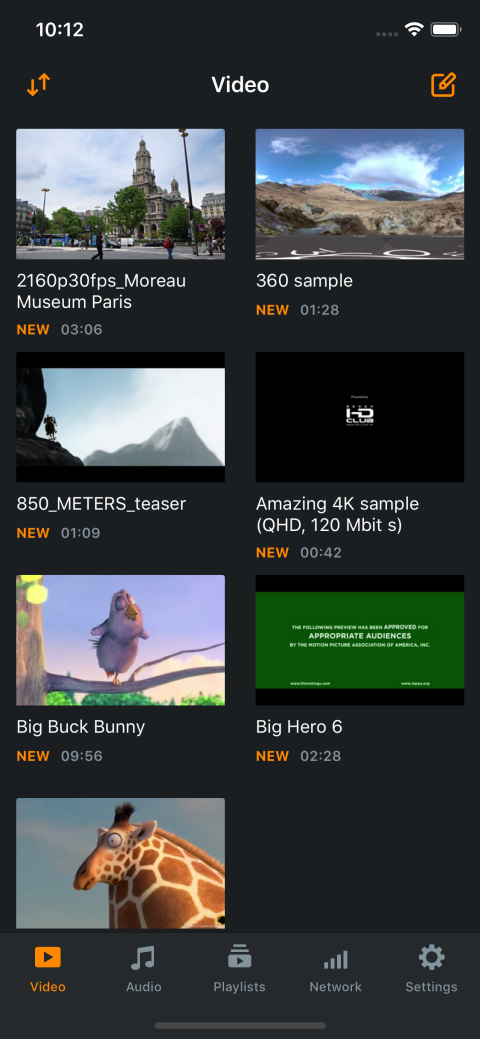 iOS video collection in dark mode