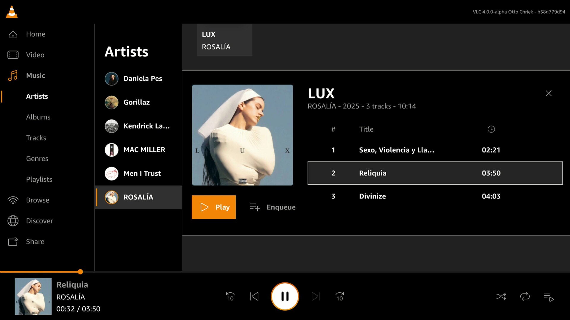 An album, with a song playing