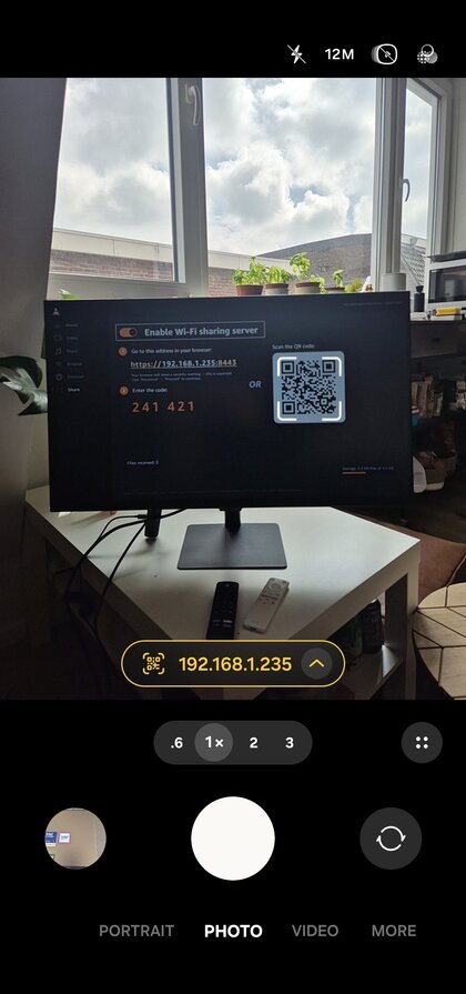 Scanning the QR code with a phone